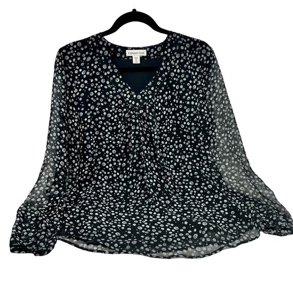 Coldwater Creek Blouse XS Tunic Long Sheer Sleeve Flowy Chiffon Career Travel - Picture 7 of 12